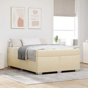 vidaXL Estrutura da Cama com colchão Creme 140 x 200 cm tecido