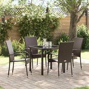 vidaXL Conjunto de Jantar para Jardim 5 pcs Castanho Rattan de PE