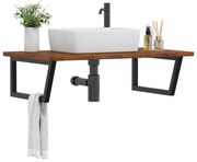 vidaXL Prateleira de parede p/ lavatório aço/madeira carvalho maciça