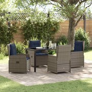 vidaXL Conjunto de Jantar de Jardim 5 Peças Cinza Rattan de Polietileno