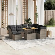 vidaXL 8 pcs conjunto sofás de jardim c/ almofadões vime PE cinzento