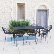 9 pcs conjunto de jantar para jardim vime de PVC preto