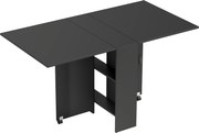 HOMCOM Mesa de Cozinha Dobrável com 2 Prateleiras de Armazenamento e Laterais Dobráveis 75x140x74 cm Preto | Aosom Portugal