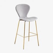 Em Um Banco Alto. ↑75 Cm & Dourado & Velluto Cinza Claro & Velluto - Sklum