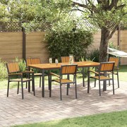 vidaXL Cadeiras de Jardim Empilháveis 6 pcs Aço Preto e Madeira Sólida de Acácia