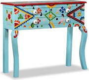 vidaXL Mesa consola madeira mangueira maciça azul pintada à mão
