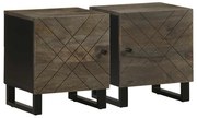 vidaXL Mesas de cabeceira 2 pcs 40x33x46 cm mangueira maciça preto