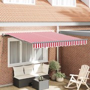 vidaXL Toldo Manual Manual Vermelho e branco 300 x 250 cm Acrílo