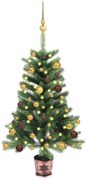 vidaXL Árvore Natal artificial pré-iluminada c/ bolas 65 cm verde
