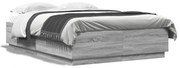 vidaXL Estrutura de cama c/ luzes LED derivados madeira cinza sonoma