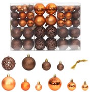 vidaXL Enfeites de Natal 100 pcs 3 / 4 / 6 cm castanho