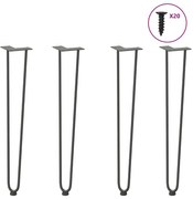 vidaXL Pernas de grampo para mesas de console para mesa de console 4 peças Antracite 72 cm Aço maciço