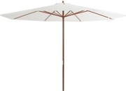 Guarda-sol de exterior com poste em madeira 350 cm branco areia