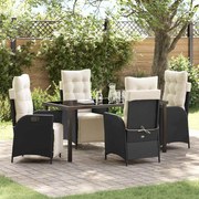 vidaXL Conjunto de jantar de jardim 5 peças, preto de rattan