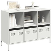 vidaXL Aparador 101,5x39x73,5 cm aço laminado a frio branco