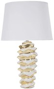 Candeeiro de Mesa Space – Estilo Glamour, Cerâmica Branca e Dourada co