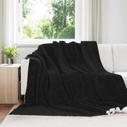 vidaXL Cobertor Preto 220 x 240 cm Lã