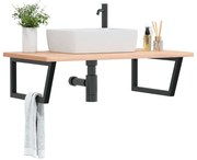 vidaXL Prateleira de parede p/ lavatório aço/madeira de faia maciça