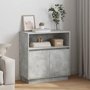 Aparador com LED Cinza Concreto 71x34,5x75 cm Madeira de Engenharia