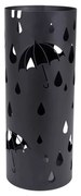 Suporte redondo p/ chapéus-de-chuva, 49 cm, c/ ganchos e tabuleiro, preto