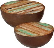 vidaXL Mesas de centro formato taça 2pcs Ø50x24,5cm madeira recuperada