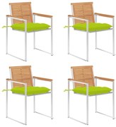 vidaXL Cadeiras de jardim c/ almofadões 4 pcs madeira de teca maciça