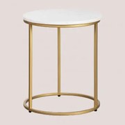 Mesa Auxiliar Redonda Ø40 Cm Em Mármore Kaley Mármore Branco Banswara - Sklum