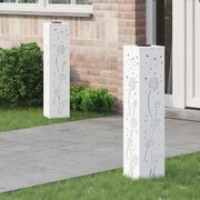 vidaXL Luz Solar LED de Caminho 2 pcs Branco Aço Laminado a Frio