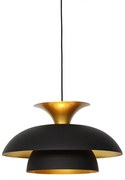 Candeeiro de suspensão moderno redondo preto com dourado 3 camadas - Titus Moderno