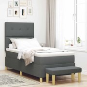 Cama Box com Colchão e Banco vidaXL Cinza Escuro 90x200 cm Tecido