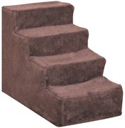 PawHut Escada para Animais de Estimação com 4 Degraus 2 em 1 com Capa Removível e Lavável 60x35x44 cm Marrom | Aosom Portugal