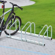 Estacionamento para 3 Bicicletas Suporte de Aço para Estacionar Bicicletas no Chão para Interior e Exterior 76x33x27cm Prata