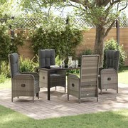 vidaXL Conjunto de jantar para o jardim com 5 peças em rattan poligrey
