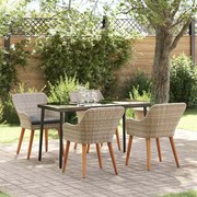 vidaXL Conjunto de sala de jantar 5 pcs Cinza claro e preto Largo