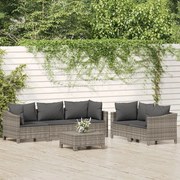 vidaXL 6 pcs conjunto lounge de jardim c/ almofadões vime PE cinzento