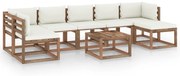 8 pcs conjunto lounge de jardim com almofadões cor creme