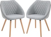 HOMCOM Conjunto de 2 Cadeiras para Mesa de Jantar Pés Afilados Madeira Faia Assento Encosto Apoios de Braço Ergonómicos Linho Cinza | Aosom Portugal
