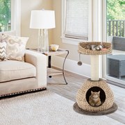 Árvore para gatos de vime de 41 polegadas com poleiro para dormir - branca