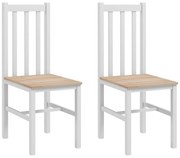 HOMCOM Conjunto de 2 Cadeiras para Sala de Jantar Cadeiras de Jantar com Encosto de Ripas Estrutura de Madeira 38,5x47,5x99 cm Branco | Aosom Portugal