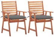 vidaXL Cadeiras de jantar p/ jardim 2 pcs c/ almofadões acácia maciça