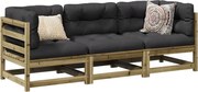 vidaXL 3 pcs conjunto de sofás para jardim madeira de pinho impregnada