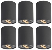 Conjunto de 6 focos inteligentes cinzento escuro com Wi-Fi GU10 - Rondoo up