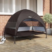 Cama Elevada para Cães com Toldo Removível Marrom XL Aço