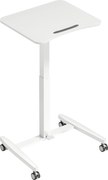 HOMCOM Mesa Ajustável em Altura, Tampo Inclinável, Rodízios e Estrutura em Aço, 60,5 x 52 x 75-114 cm, Branco | Aosom Portugal