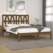 Estrutura de cama dupla pequena 120x190 cm pinho castanho mel