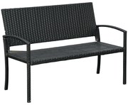Outsunny Banco Jardim Lounge Cadeira 2 Lugares Móveis para Jardim Exterior Terraço 2 Lugares Rattan Sintético Carga 320kg | Aosom Portugal