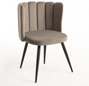 Conjunto de 2 Cadeiras Hawa em Veludo Bege Acastanhado - Design Modern