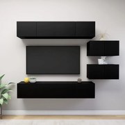 vidaXL 6 pcs conjunto de móveis de TV derivados de madeira preto