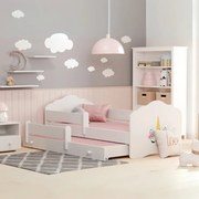 Cama infantil dupla unicórnio Wave branca 160x80 - colchão e estrado incluído