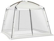 Outsunny Tenda de Jardim para 6-8 Pessoas com 4 Mosquiteiras e 2 Portas Proteção UV50+ Inclui Bolsa de Transporte 3x3 m Branco | AOSOM Portugal